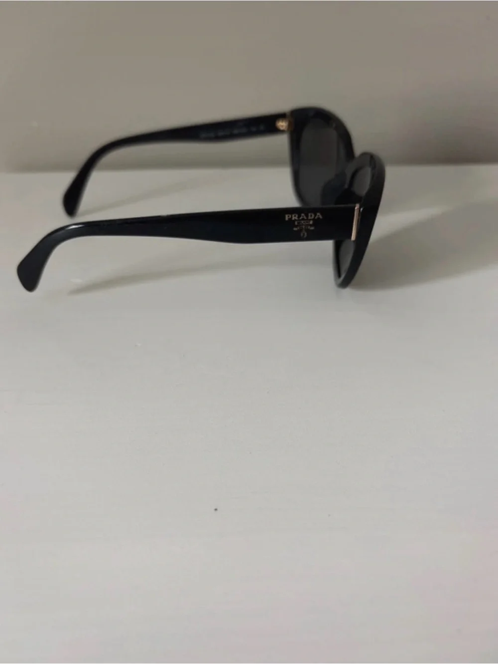 Prada Black Cat-Eye Sunglasses with Navy Pouch
